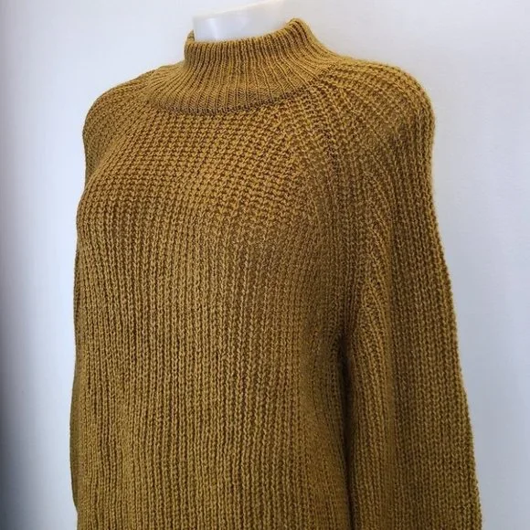 Cupcakes and Cashmere Griffith Vintage Gold Green Chunky Knit Sweater Small - Picture 6 of 15